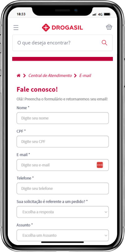 Drogasil Formulário Fale Conosco