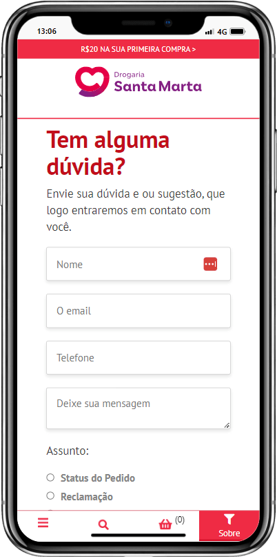 Drogaria Santa Marta Formulário de Contato