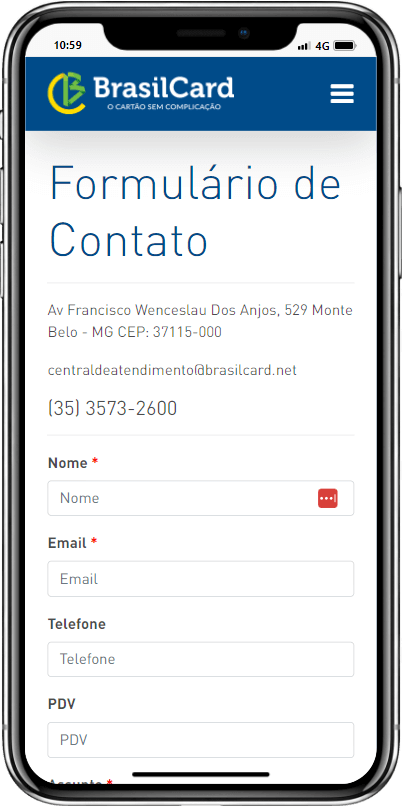 BrasilCard Formulário de Contato