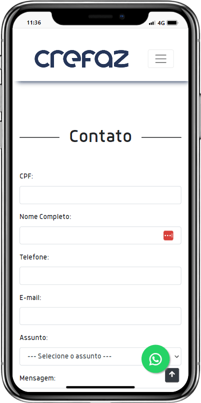 Crefaz Formulário de Contato