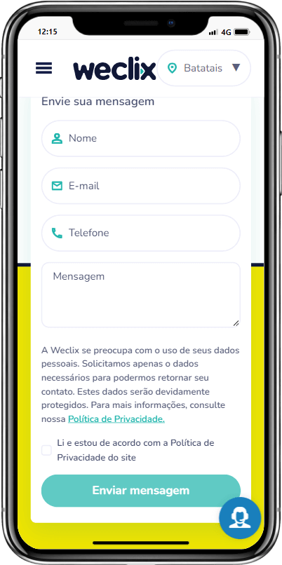 Weclix Formulário de Contato
