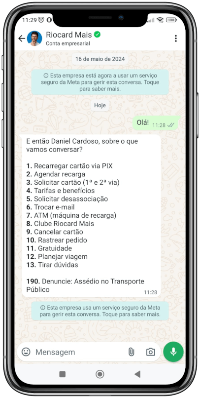 Riocard Mais WhatsApp